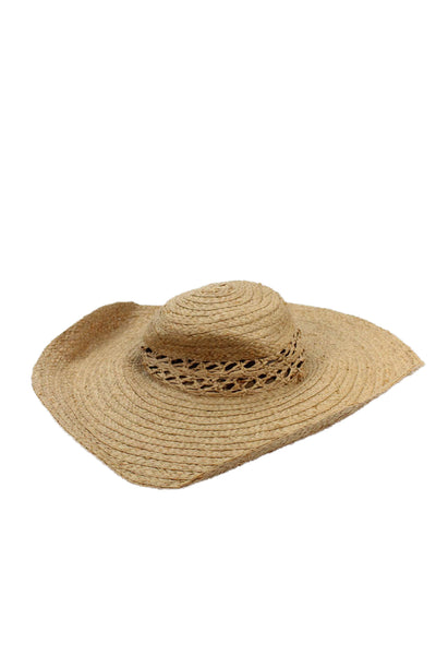 J Crew Womne's Rafia Straw Wide Brim Panama Hat One Size