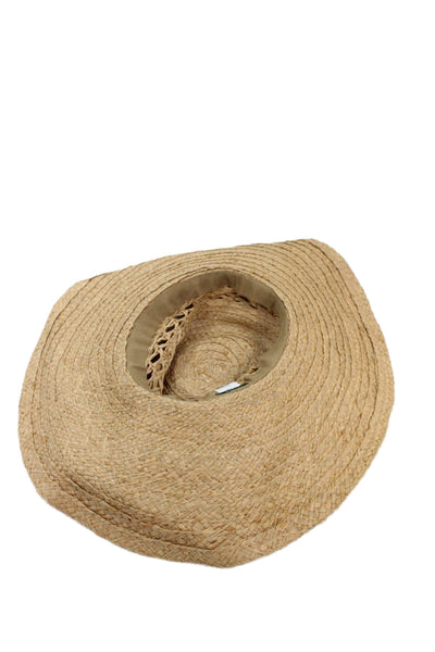 J Crew Womne's Rafia Straw Wide Brim Panama Hat One Size