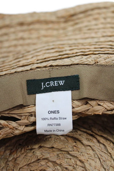 J Crew Womne's Rafia Straw Wide Brim Panama Hat One Size