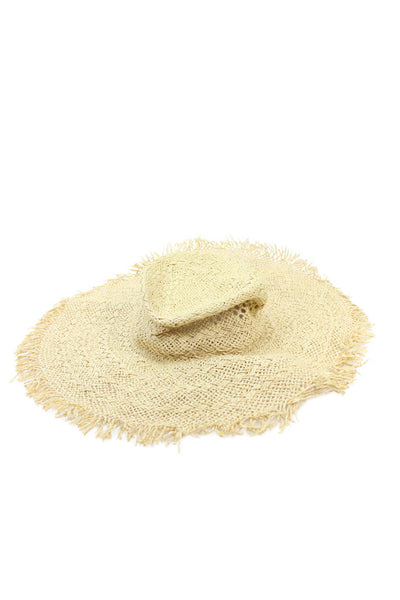 J. Mclaughlin Women's Fringe Edge Wide Brim Panama Straw Hat One Size