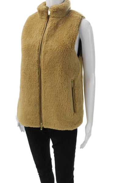 J Crew Women Sleeveless Beige Polyester Vest Zip Size XS