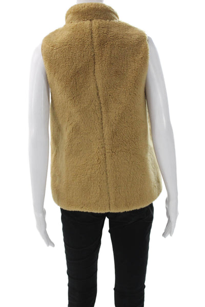 J Crew Women Sleeveless Beige Polyester Vest Zip Size XS