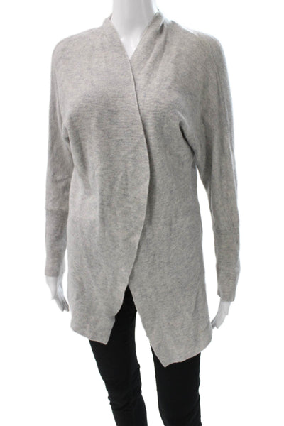 Tahari Womens Cardigan Gray Collared Long Sleeve 100% Cashmere Size S