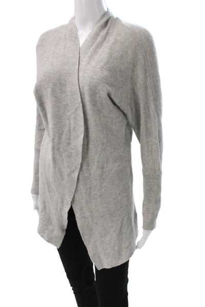 Tahari Womens Cardigan Gray Collared Long Sleeve 100% Cashmere Size S