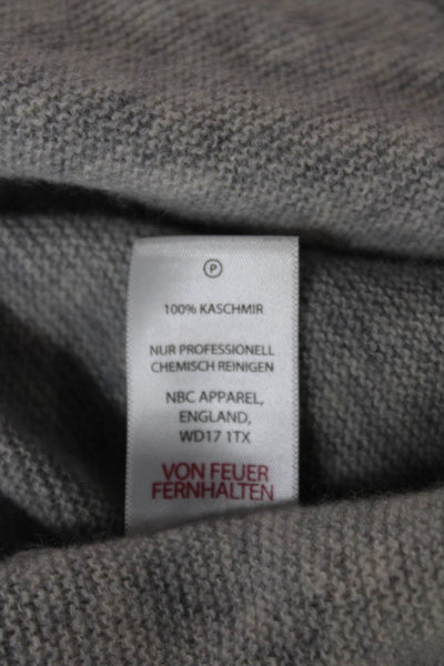 Tahari Womens Cardigan Gray Collared Long Sleeve 100% Cashmere Size S