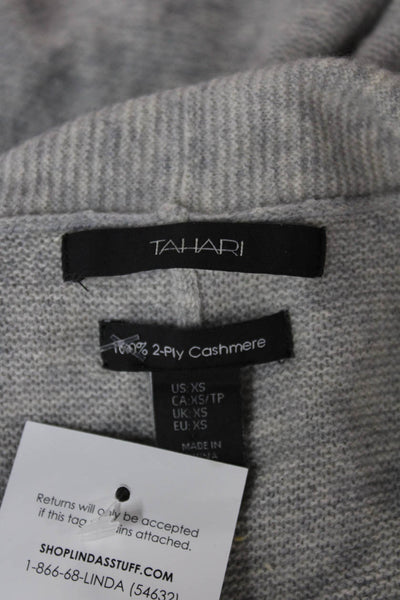 Tahari Womens Cardigan Gray Collared Long Sleeve 100% Cashmere Size S