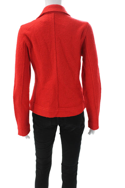 Tahari Womens Biker Jacket Red Wool Zip Size S