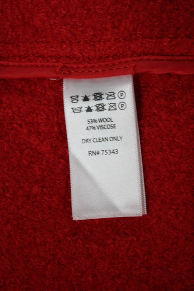 Tahari Womens Biker Jacket Red Wool Zip Size S