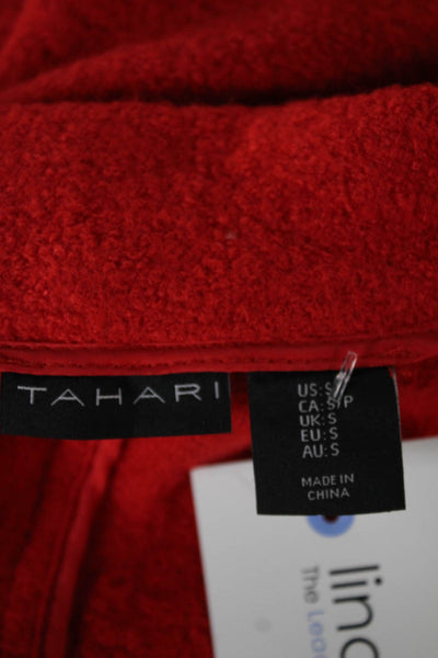 Tahari Womens Biker Jacket Red Wool Zip Size S