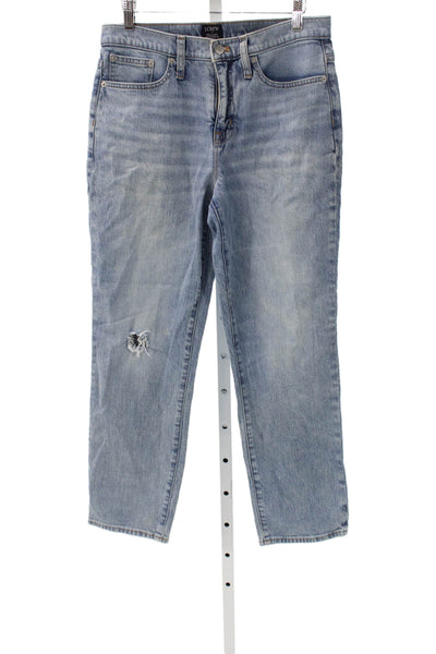 J Crew Women Boyfriend Jeans Blue Cotton Mid Rise Button Fly Size 26