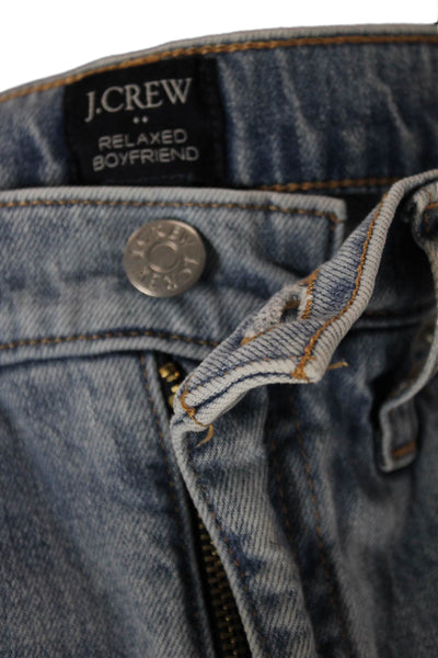 J Crew Women Boyfriend Jeans Blue Cotton Mid Rise Button Fly Size 26