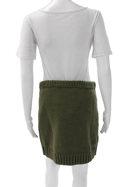 Zara Women Straight Pencil Skirt Green Polyester Short Size L
