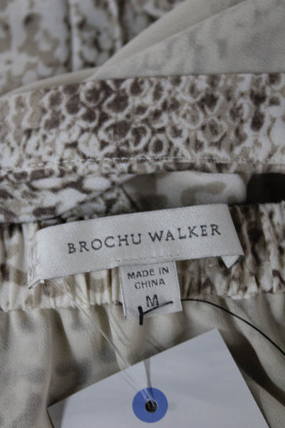 Brochu Walker Womens Pleated Animal Print Midi Skirt Beige Polyester Size M