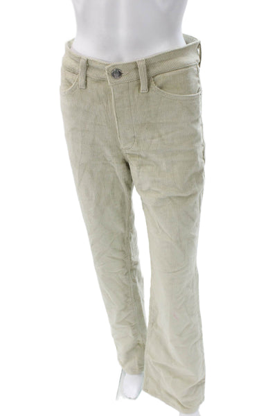 SPRWMN Womens Green Cotton Button Front Pants Size 28