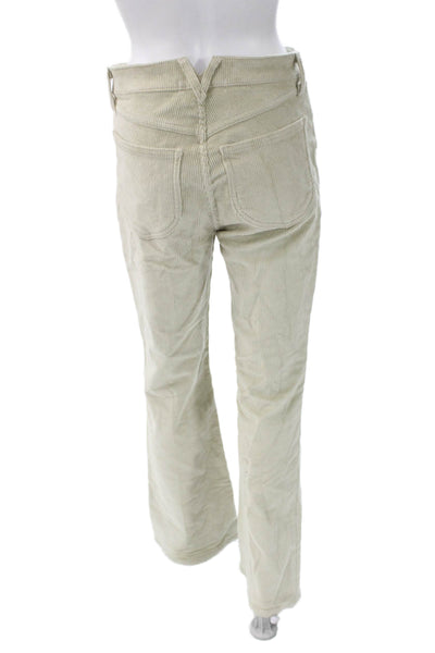 SPRWMN Womens Green Cotton Button Front Pants Size 28