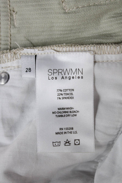 SPRWMN Womens Green Cotton Button Front Pants Size 28