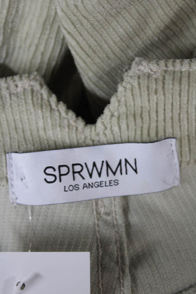 SPRWMN Womens Green Cotton Button Front Pants Size 28