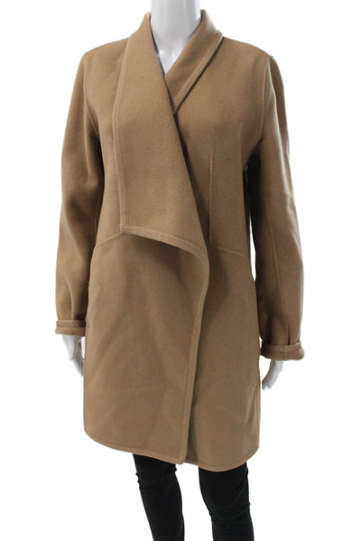 Elie Tahari Women Basic Wool Jacket Beige Long Sleeve Solid Size M