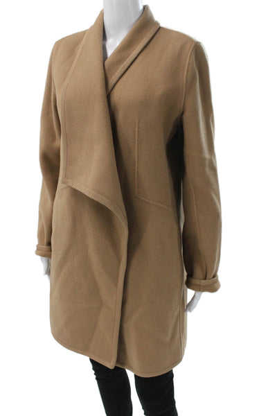 Elie Tahari Women Basic Wool Jacket Beige Long Sleeve Solid Size M