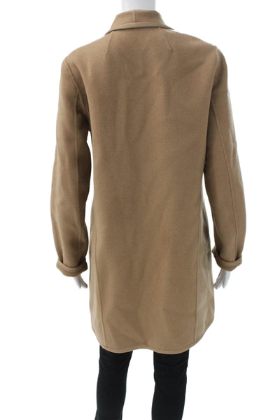 Elie Tahari Women Basic Wool Jacket Beige Long Sleeve Solid Size M