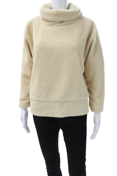 Tuckernuck Women Beige Fleece Cowl Neck Pullover Sweater Long Sleeve Size S