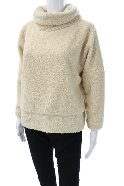 Tuckernuck Women Beige Fleece Cowl Neck Pullover Sweater Long Sleeve Size S