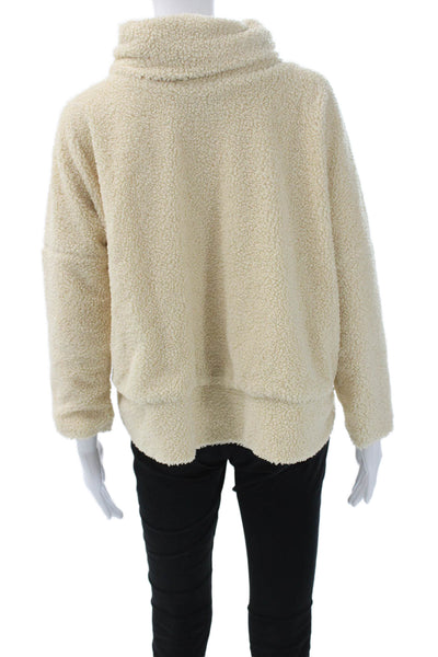 Tuckernuck Women Beige Fleece Cowl Neck Pullover Sweater Long Sleeve Size S