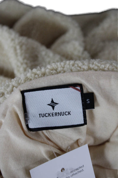 Tuckernuck Women Beige Fleece Cowl Neck Pullover Sweater Long Sleeve Size S
