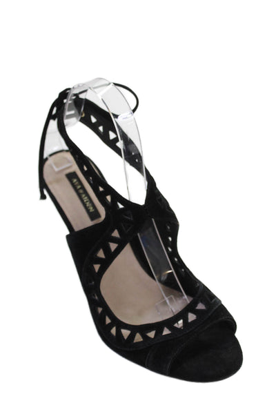 Ava & Aiden Women's Open Toe Suede Stiletto Sandals Black Size 9
