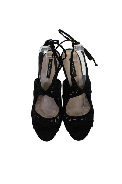 Ava & Aiden Women's Open Toe Suede Stiletto Sandals Black Size 9