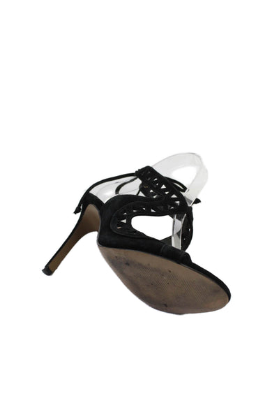 Ava & Aiden Women's Open Toe Suede Stiletto Sandals Black Size 9