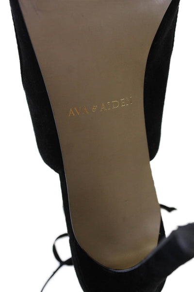 Ava & Aiden Women's Open Toe Suede Stiletto Sandals Black Size 9