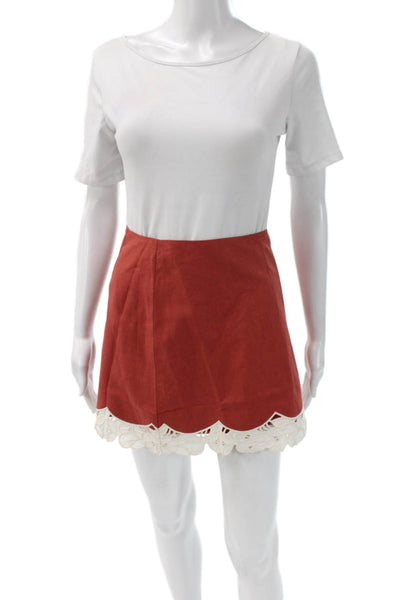 Tuckernuck Women A-Line Mini Skirt Orange Bohemian Zip Solid Size XS