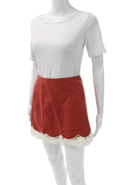 Tuckernuck Women A-Line Mini Skirt Orange Bohemian Zip Solid Size XS