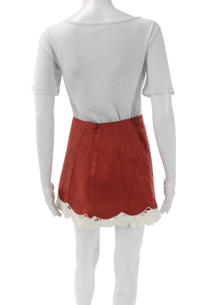 Tuckernuck Women A-Line Mini Skirt Orange Bohemian Zip Solid Size XS