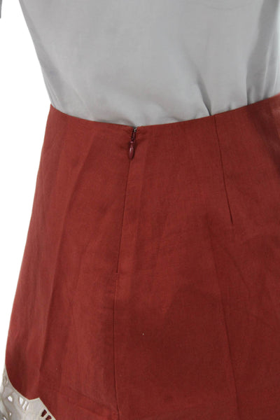 Tuckernuck Women A-Line Mini Skirt Orange Bohemian Zip Solid Size XS