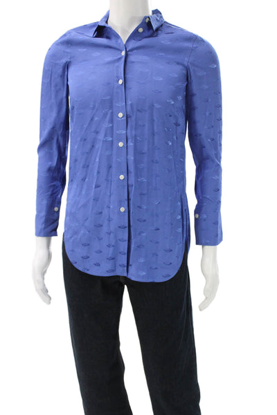 By Malene Birger Mens Printed Collar Long Sleeve Button Down Shirt Blue Size 32