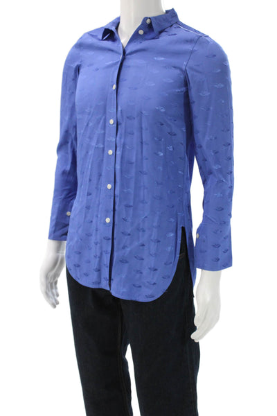 By Malene Birger Mens Printed Collar Long Sleeve Button Down Shirt Blue Size 32