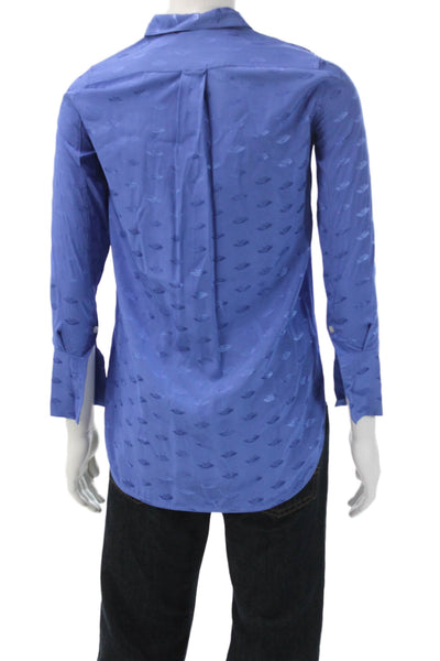 By Malene Birger Mens Printed Collar Long Sleeve Button Down Shirt Blue Size 32