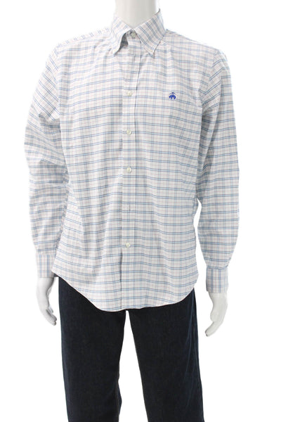 Brooks Brothers Mens Button Up Long Sleeve Collared Plaid Multicolor Size L