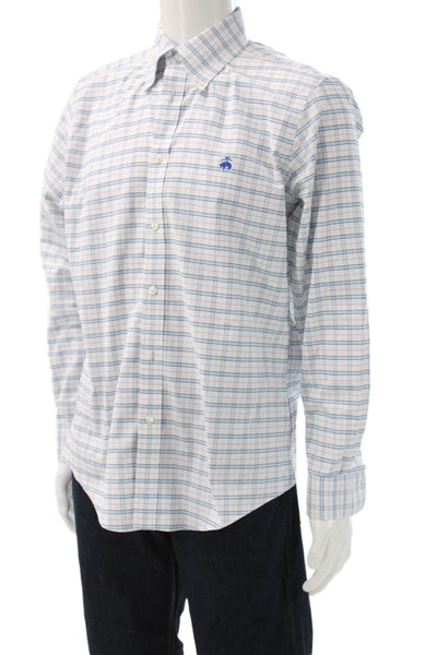 Brooks Brothers Mens Button Up Long Sleeve Collared Plaid Multicolor Size L