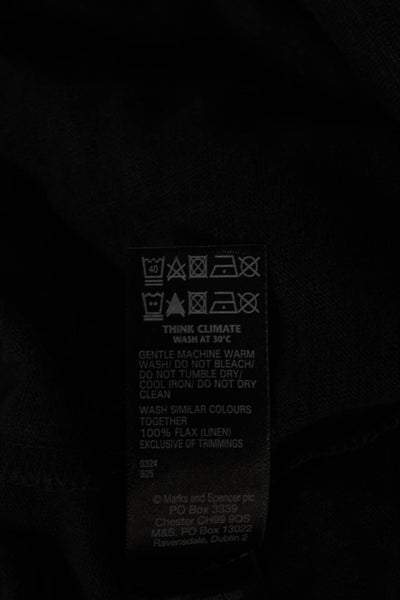 M&S Mens Short Sleeve Collared V Neck Knit Polo Shirt Navy Cotton Size Medium