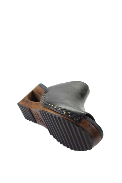 Dansko Womens Leather Cut Out Wedge Clog Sandal Heels Black Size 39 9
