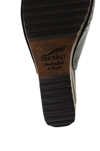Dansko Womens Leather Cut Out Wedge Clog Sandal Heels Black Size 39 9