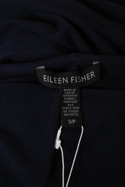 Eileen Fisher Women Trapeze Swing V-Neck Blue Midi 3/4 Sleeve Dress Size S