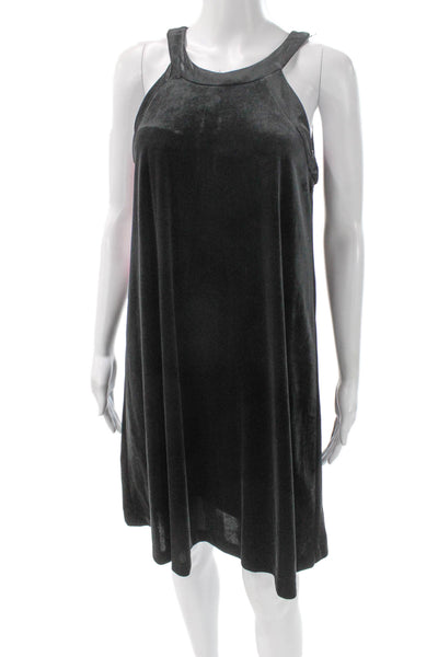 Betsey Johnson Womens Black Velvet Halter A-Line Knee Length Dress Zip Size 8