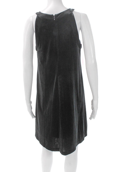 Betsey Johnson Womens Black Velvet Halter A-Line Knee Length Dress Zip Size 8