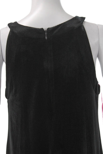 Betsey Johnson Womens Black Velvet Halter A-Line Knee Length Dress Zip Size 8