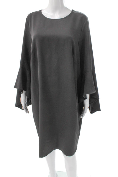 Eloquii Women Plus Shift Dress Black Long Sleeve Knee Length Size 14