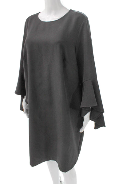 Eloquii Women Plus Shift Dress Black Long Sleeve Knee Length Size 14